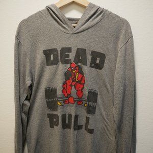 DEADPOOL "DEAD PULL" FLEX COMICS MARVEL GRAY WORK OUT UNISEX LIGHT WEIGHT HOODIE